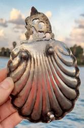 Antika gümüş 800 ayar İstiridye tabak şekerlik