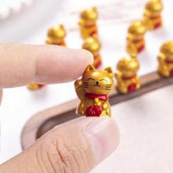 Maneki neko Kedisi Mini Şans Bereket Kedisi Kolye Japon Kedi Feng Shui 50cm Deri İp