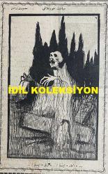 Osmanlıca Akbaba Mizah Dergisi-Gazetesi, Orijinal Dönem Basım, (Ottoman Magazine-Newspaper) - 23 Nisan 1923 - Sayı: 40 - Rumi: 23 Nisan 1339 - Hicri: 7 Ramazan 1341 - Karikatürist Hüsamettin Haşim'in Çalışması: Halide Edip Adıvar'ın Romanı Ateşten Gömlek'in Ayşe'si 