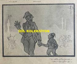 Osmanlıca Akbaba Mizah Dergisi-Gazetesi, Orijinal Dönem Basım, (Ottoman Magazine-Newspaper) - 26 Temmuz 1923 - Sayı: 67 - Rumi: 26 Temmuz 1339 - Hicri: 12 Zilhicce 1341 - Karikatürist Ramiz Gökçe'nin Çalışması: Kurban Bayramında - 