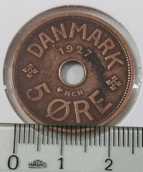 1927 DANİMARKA 5 ÖRE ORİJİNAL MADENİ PARASI  RR1TT2 NADİRDİR