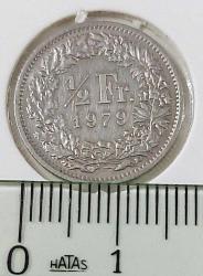 1979 İSVİÇRE ½ (YARIM) FRANK ORİJİNAL MADENİ PARASI YY2NN1 ÇOK NADİRDİR