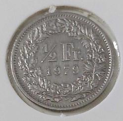 1979 İSVİÇRE ½ (YARIM) FRANK ORİJİNAL MADENİ PARASI YY2NN1 ÇOK NADİRDİR