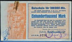 1923 Almanya Oos-Baden Stolzenberg Eyalet Parası 1 Milyon Mark