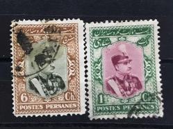 1929 İRAN PULU RIZA ŞAH PEHLEVİ PULLARI DAMGALI p225b