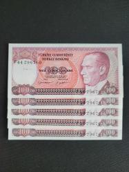 100 TL, 7.Emisyon, Çil 5 adet Seri Takipli