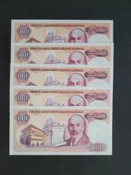 100 TL, 7.Emisyon, Çil 5 adet Seri Takipli