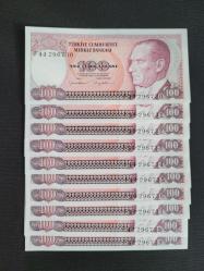 100 TL, 7.Emisyon, Çil 10 adet Seri Takipli