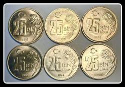 25 Bin Lira (25.000) - 1995/1996/1997/1998/1999/2000 Yıları Tam Takım (TCML50)
