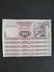 6. EMİSYON 50 TL H56 ÇİL Seri Takipli 5 Adet