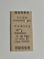 19534-TCDD KARŞIYAKA - MANİSA MARMARA EKSPRES YOLCU BİLETİ**BİLET NO 00688 -1.SINIF***