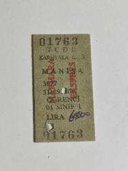 9537-TCDD KARŞIYAKA - MANİSA MARMARA EKSPRES YOLCU BİLETİ**BİLET NO 01763 -ÖĞRENCİ 1.SINIF***