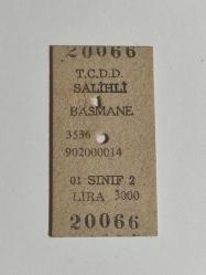 9538-TCDD SALİHLİ-BASMANE MARMARA EKSPRES YOLCU BİLETİ**BİLET NO 20066 - 1.SINIF***