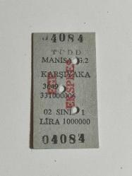 9539-TCDD MANİSA-KARŞIYAKA MARMARA EKSPRES YOLCU BİLETİ**BİLET NO 04084 - 2.SINIF***