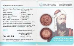 2021 YILI NİZAMİ GENCEVİ'NİN DOĞUMUNUN 880. YILI HATIRA BRONZ PARA  (SERTİFİKALI)