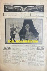 Osmanlıca Akbaba Mizah Dergisi-Gazetesi, Orijinal Dönem Basım, (Ottoman Magazine-Newspaper) - 19 Temmuz 1926 - Sayı: 378 - Karikatürist Ramiz Gökçe'nin İstiklal Mahkemeleri Yargılamalarına Dair Mahkeme Başkanı Ali Çetinkaya'yı Tasvir Eden Çalışması: İkinci Perde Ankara'da Açılıyor: 