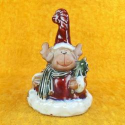 VINTAGE EL BOYAMA YILBAŞI SÜSÜ KÜÇÜK PORSELEN ÇAN