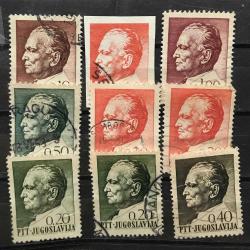YUGOSLAVYA POSTADAN GEÇMİŞ TİTO PULLARI DAMGALI p299b