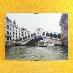 VINTAGE ORJİNAL ÇERÇEVESİNDE VENEDİK KANAL TEMALI 18 x 24 cm RENKLİ HATIRA FOTOĞRAF