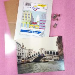 VINTAGE ORJİNAL ÇERÇEVESİNDE VENEDİK KANAL TEMALI 18 x 24 cm RENKLİ HATIRA FOTOĞRAF