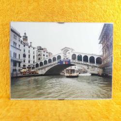 VINTAGE ORJİNAL ÇERÇEVESİNDE VENEDİK KANAL TEMALI 18 x 24 cm RENKLİ HATIRA FOTOĞRAF