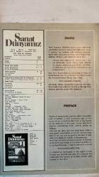 SANAT DÜNYAMIZ, YAPI VE KREDİ BANKASININ BİR KÜLTÜR HİZMETİ DERGİSİ - EYLÜL 1975 SAYI: 5 - SELÇUK TAŞ İŞÇİLİĞİ - YÖRÜK ÇUVALLARI - TOPKAPI SARAYI MÜZESİNDEKİ TÜRK MİĞFERLERİ - KAPADOKYA - TÜRK MİMARİ ESERLERİ - GÜZEL EĞİTİMİ  MERYEM DE CARCARADEC - ERSU PEKİN - TURGAY TEZCAN - CAN NURCEM - GABRIEL - SEDAT ELDEM - SADİ ABAÇ - VEDAT NEDİM TÖR - ADAIR MILL - ARA GÜLER - SAMİ GÜNER - ŞEMSİ GÜNER - OSMAN KADEMOĞLU - AYDIN ERKMEN - ALP ASLAN - ROMANOS DIOGENES - SÜLEYMAN ŞAH - TAM TAKIM EKSİKSİZ 48 SAYFA