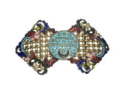 OSMANLI DÖNEMİ CONSTANTINOPLE YAZILI MİNELİ KEMER TOKASI