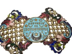 OSMANLI DÖNEMİ CONSTANTINOPLE YAZILI MİNELİ KEMER TOKASI