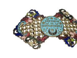 OSMANLI DÖNEMİ CONSTANTINOPLE YAZILI MİNELİ KEMER TOKASI