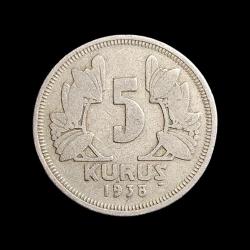 5 Kuruş 1938, KM#862
