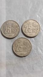 3 ADET   1998  TÜRKİYE  25 BİN  LİRA
