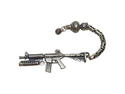 M16 MAKİNELİ TÜFEK TEMALI GÜMÜŞ TESPİH PÜSKÜLÜ