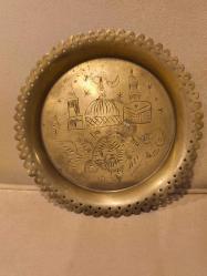 Antika Pirinç İşçilikli Tabak