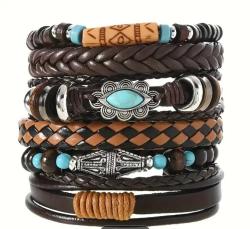 ERKEK - EL ÖRGÜSÜ 6' KOMBIN MAVI BONCUKLU BILEKLIK