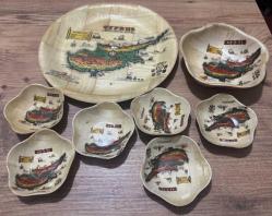 Kıbrıs desenli Sunumluk çerezlik mini  kaseler Kıbrıs desenli  6 adet küçük,1adet orta boy, 1 Tepsi sunumluk tabak  çapları 9 cm