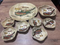 Kıbrıs desenli Sunumluk çerezlik mini  kaseler Kıbrıs desenli  6 adet küçük,1adet orta boy, 1 Tepsi sunumluk tabak  çapları 9 cm