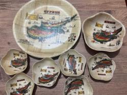 Kıbrıs desenli Sunumluk çerezlik mini  kaseler Kıbrıs desenli  6 adet küçük,1adet orta boy, 1 Tepsi sunumluk tabak  çapları 9 cm