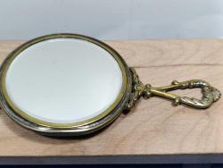 K46-----AVRUPA ÜRETİMİ ANTİKA PİRİNÇ EL AYNASI