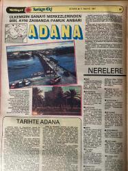 MİLLİYET GAZETESİ TURİZM EKİ (TURKISH NEWSPAPER) - 11 MAYIS 1981 -Büyük İskender-Habib Neccar-Antakya-Antioch-Adana-Tarihte Adana-Ülkemizin Sanayi Merkezlerinden Biri Aynı Zamanda Pamuk Ambarı Adana-Nerelere Gidilir-Kozan Kalesi-Mağarsos-Karatepe-Misis-Yılan Kale-Akçamescit-Ulu Cami-Yağ Camii-Hasan Ağa Camii-Anavarza-Adını Yörenin En Önemli Gölüne Veren İlçe Eğirdir-Nasıl Gidilir-Nerede Kalınır-Nerede Ne Yenir-Aklınızda Bulunsun-Neler Satın Alınabilir-İskenderun-Büyük İskender’in M.Ö. 302 Yılında Kurduğu Kent-Salankale-Han ve Hamamlar-Köprü Satıosu-Kaletini-Bakras Satıosu-Sariseki Satıosu-Arsuz-Uluçınar-Sotunlu Liman-Cebeli Akra-Trayun Su Kemeri-Nerede Ne Yenir-Nasıl Gidilir-Nerede Kalınır-İskenderun Körfezi Karidesi ile Ünlü-İçel-Mersin-Eski Kilikya-Yumuşak İklimi Daire Berrak Gökyüzü ile Yerli ve Yabancı Turistlerin En Çok Geldiği Yurt Köşelerinden Biri-Nerede Kalınır-Nerede Ne Yenir-Özel Yemekleri-Neler Satın Alınabilir-Aklınızda Bulunsun-Nasıl Gidilir-Silifke-Kız Kulesi-Narlıkuyu M