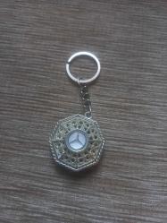 Gümüş kaplama telkari mercedes amblemli metal anahtarlık