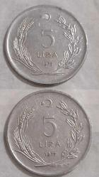 2 ADET   1975  TÜRKİYE  5  LİRA