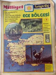MİLLİYET GAZETESİ TURİZM EKİ (TURKISH NEWSPAPER) - 19!MAYIS 1981 -Trikopis-Ömer Bedrettin Uşaklı OLAGANÜSTÜ DOĞA ZENGİNLİKLERİNİN ANTİK ESERLERLE BÜTÜNLEŞTİĞİ BİR YÖREMİZ-EGE BÖLGESİ-DENİZLİ PAMUKKALE UŞAK KÜTAHYA AFYON MANİSA-TARİHTE UŞAK-Yunan Orduları Başkomutanı Trikopis Uşak’ta esir alındı-DÜNYACA ÜNLÜ BİR DOĞA HARİKASI PAMUKKALE-ADI KAVGACI HOROZU İLE BİRLİKTE ANILAN İLİMİZ DENİZLİ-NERELERE GİDİLİR-UŞAK’TA HALICILIK 14. YÜZYIL ÖNCELERİNE KADAR İNİYOR-NASIL GİDİLİR-NEREDE NE YENİR-ADINI “AŞKTAN” ALAN BİR İLİMİZ UŞAK-AŞIKLAR DİYARI-SIFALI SULAR-HAMAMBOĞAZI-EMİRFAKİL KAPLICALARI-AKSAZ KAPLICASI Alt başlıklar: Trainopolis-Leşeker Kayası-Ulubey-Söğütlü Camii-Öğem Zafer Anıtı-Akse Çamlığı-Everendi-Pınarbaşı-Eşme-Kolossos-Nerede Kalınır?-Turistik Belgeli Oteller-Belediye Belgeli Oteller-Pansiyoner Oteller-Trenle-Uşak’taki Lokantalarda Yiyecek Fiyatları-Özel Yemekleri-Neler Satın Alınır?-Aklınızda Bulunsun