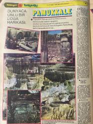 MİLLİYET GAZETESİ TURİZM EKİ (TURKISH NEWSPAPER) - 19!MAYIS 1981 -Trikopis-Ömer Bedrettin Uşaklı OLAGANÜSTÜ DOĞA ZENGİNLİKLERİNİN ANTİK ESERLERLE BÜTÜNLEŞTİĞİ BİR YÖREMİZ-EGE BÖLGESİ-DENİZLİ PAMUKKALE UŞAK KÜTAHYA AFYON MANİSA-TARİHTE UŞAK-Yunan Orduları Başkomutanı Trikopis Uşak’ta esir alındı-DÜNYACA ÜNLÜ BİR DOĞA HARİKASI PAMUKKALE-ADI KAVGACI HOROZU İLE BİRLİKTE ANILAN İLİMİZ DENİZLİ-NERELERE GİDİLİR-UŞAK’TA HALICILIK 14. YÜZYIL ÖNCELERİNE KADAR İNİYOR-NASIL GİDİLİR-NEREDE NE YENİR-ADINI “AŞKTAN” ALAN BİR İLİMİZ UŞAK-AŞIKLAR DİYARI-SIFALI SULAR-HAMAMBOĞAZI-EMİRFAKİL KAPLICALARI-AKSAZ KAPLICASI Alt başlıklar: Trainopolis-Leşeker Kayası-Ulubey-Söğütlü Camii-Öğem Zafer Anıtı-Akse Çamlığı-Everendi-Pınarbaşı-Eşme-Kolossos-Nerede Kalınır?-Turistik Belgeli Oteller-Belediye Belgeli Oteller-Pansiyoner Oteller-Trenle-Uşak’taki Lokantalarda Yiyecek Fiyatları-Özel Yemekleri-Neler Satın Alınır?-Aklınızda Bulunsun