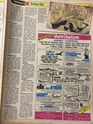MİLLİYET GAZETESİ TURİZM EKİ (TURKISH NEWSPAPER) - 22 MAYIS 1981 -AFYON-KÜTAHYA-DÜĞÜN DERNEK GİBİ TOPLUMSAL OLAYLARIN KAPLICALARDA DEĞERLENDİRİLDİĞİ BİR İLİMİZ-Batı Anadolu’nun diğer bölgelere açılan kapısı olan kent-KÜTAHYA-ADI İLGİNÇ BİR EFSANE İLE BÜTÜNLEŞEN ÇİNİCİLİKLE ÜNLÜ EŞSİZ TARİHİ ESERLER VE YERALTI ZENGİNLİKLERİNE SAHİP BİR İLİMİZ-NERELERE GİDİLİR-Sağlık turizminde önemli bir merkez: Afyon-KAPLICALAR ŞİFALI SULAR-NASIL GİDİLİR-AFYON’UN İLÇELERİ-NERELERE GİDİLİR (KÜTAHYA)-KÜTAHYA’NIN İLÇELERİ Alt başlıklar: Afyon Kalesi-Sandıklı Kalesi-Antik Merkezler-Akreolotik Alanlar-Gazlı Göl Kaplıcası-Gecek Kaplıcası-Ömerli Kaplıcası-Hüdai Kaplıcası-Heybeli Kaplıcası-Uyuz Hamamı-Afyonkarahisar Maden Suyu-Dolgulu Köfte-Ağızıaçık Böreği-Çay-Sandıklı-Bolvadin-Kütahya Kalesi-Dumlupınar Anıtı-Üçayak Ka­lan­tıları-Agara (Pazar Yeri)-Tiyatro ve Stadyum-Hıdırıl­lık Mescidi-Hezar Dinari-Gediz-Simav-Emet-Tavşanlı