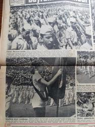 Hürriyet Gazetesi - Turkish Newspaper - 27 Haziran 1960 - Gençlik Dün Spor bayramını kutladı fotoğraflar - 19 Mayıs Spor ve Gençlik Bayramı Ankara 19 Mayıs stadında Harp okulu öğrencilerinin Hürriyet mücadelesinin nasıl yapıldığını canlandıran gösterisi fotoğraf - gençlik Ata'nın kendilerine olan hitabına 33 yıl sonra cevap verdi -  Cemal Gürsel Bayram yeni bir Kurtuluş hamlesi ile ulvileşti dedi - İsmet inönü'yü öldürmek isteyenlerden 45'i Dün yakalandı - İzmir'de dün muhteşem bir miting yapıldı ve hürriyet andı içildi fotoğraf - Sabık Çanakkale mebuslarından Ahmet Hamdi Sezen de yakalandı - Gürsel Kupası Beşiktaş dün Feriköy'ü 2-0 mağlup etti fotoğraf - kırkpınar'da İbrahim karabacak başpehlivan oldu fotoğraf - Zeki Müren Tepebaşı bahçesinde - Fenerbahçe Kongresi Dün yapıldı - Sophia Loren altı ay daha Londra'da kalacak - Hürrem Sultan yazan Feridun Fazıl Tülbentçi Yazı Dizisi - Gregory Peck ve Anthony Quinn yaralandılar - Gökler hakimi gordon karikatür - Fatoş karikatür