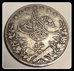 1293/10 II.ABDÜLMAMİD 2 KURUŞ (GÜMÜŞ 2,8Gr.) KM#293 (OSM2P)