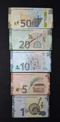 Azerbaycan 1-5-10-20-50 Manat 2020-2023 ÇİL KAĞIT PARA SETİ