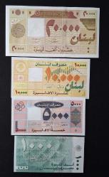 Lübnan 1000-5000-10000-20000-50000-100000 Live ÇİL KAĞIT PARA Set (6 Adet Banknot) 1995-2008 BARKODLU SERİ