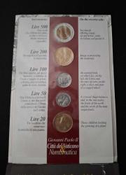 Vatikan 20-50-100-200-500 Lire 1993 Hatıra PARA SETİ (Kitapçıkta)