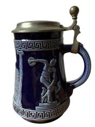 1972 Yapımı Zin Kapaklı Antik Disk Atan Atlet Tasfirli TANKART Alman Bira Bardağı